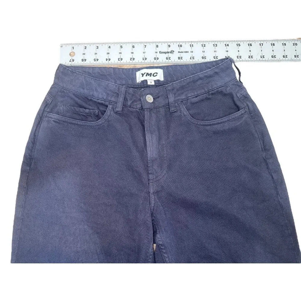 YMC Tearaway Jeans Men Small Navy Blue Cropped Tapered Relaxed Mid Rise Straight